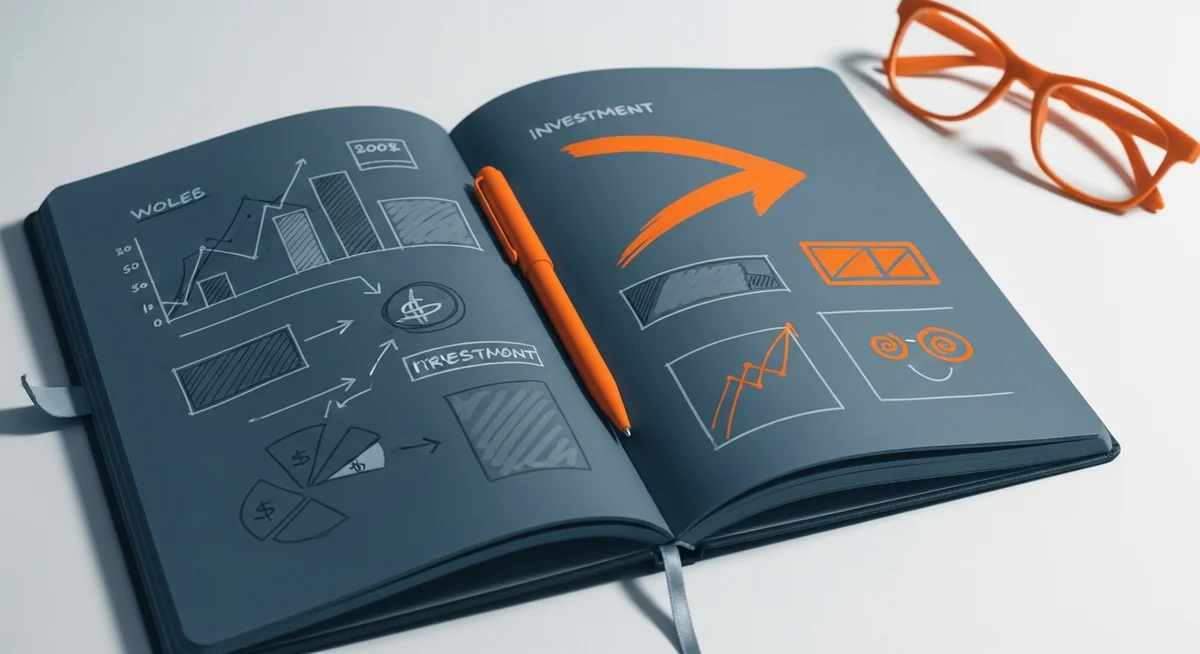 A duotone image of an open budget notebook and a pen, illustrating financial planning and investment in prevention.