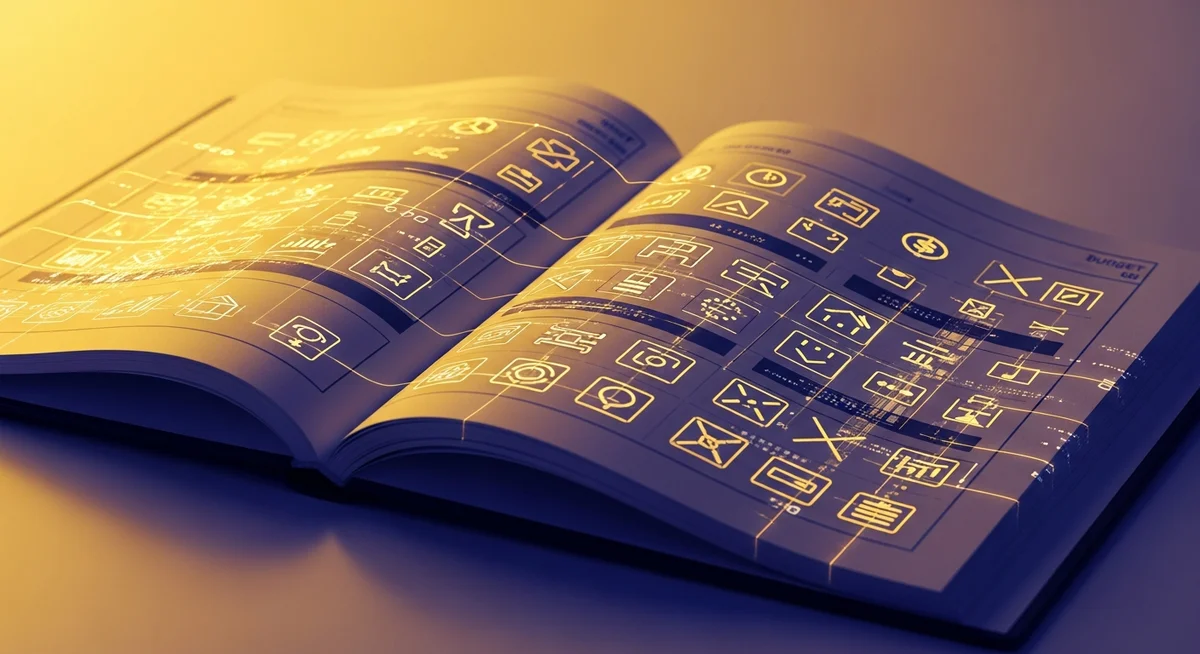 An open planner with glowing lines, symbolizing automated agreements and efficiency.